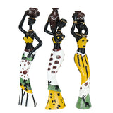 NNEDSZ Yellow Maiden Praying for Rain 3-Piece Set - African-Style Home Decor Accents for Tabletop and Shelf Display