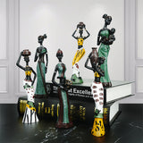 NNEDSZ Yellow Maiden Praying for Rain 3-Piece Set - African-Style Home Decor Accents for Tabletop and Shelf Display