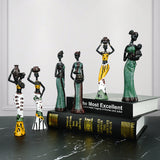 NNEDSZ Yellow Maiden Praying for Rain 3-Piece Set - African-Style Home Decor Accents for Tabletop and Shelf Display