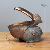 NNEDSZ Brown Pelican Resin Decor Bowl – Unique Key, Candy, and Storage Organizer for Home Decoration