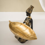 NNEDSZ Elegant African Woman Resin Tray - Unique Home Decor and Storage Organizer