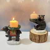 NNEDSZ Bear With Candlestick In Hand Candle Holder – Unique Aromatherapy Table Decor