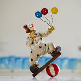 NNEDSZ Vintage Circus Clown Figurines - Retro Balloon and Bicycle Ornaments