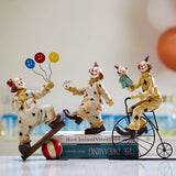 NNEDSZ Vintage Circus Clown Figurines - Retro Balloon and Bicycle Ornaments