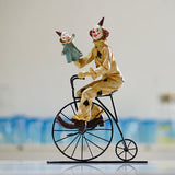 NNEDSZ Vintage Circus Clown Figurines - Retro Balloon and Bicycle Ornaments