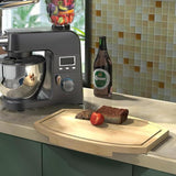 NNEDSZ Corner Bamboo Cutting Board with Juice Groove – Space-Saving Kitchen Countertop Board