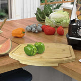 NNEDSZ Corner Bamboo Cutting Board with Juice Groove – Space-Saving Kitchen Countertop Board