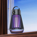 NNEDSZ Black 360° Electric Mosquito Killer Lamp - UV Light Insect Zapper with Digital Display for Indoor and Outdoor Use