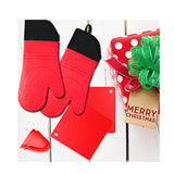 NNEDSZ Red 3-Piece SetBPA-Free Non-Slip Silicone Oven Mitts - Heat Resistant Gloves with Honeycomb Pattern for Kitchen Safety