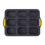 NNEDSZ Black Silicone Mini Bread Loaf Baking Mold - Non-Stick 8-Cavity Bakeware Pan with Handles for Baking Cakes and Bread