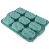 NNEDSZ Green Silicone Mini Bread Loaf Baking Mold - Non-Stick 8-Cavity Bakeware Pan with Handles for Baking Cakes and Bread