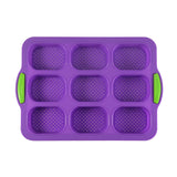 NNEDSZ Purple Silicone Mini Bread Loaf Baking Mold - Non-Stick 8-Cavity Bakeware Pan with Handles for Baking Cakes and Bread
