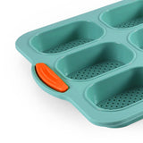 NNEDSZ Purple Silicone Mini Bread Loaf Baking Mold - Non-Stick 8-Cavity Bakeware Pan with Handles for Baking Cakes and Bread