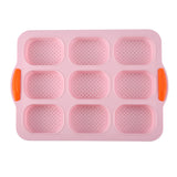 NNEDSZ Pink Silicone Mini Bread Loaf Baking Mold - Non-Stick 8-Cavity Bakeware Pan with Handles for Baking Cakes and Bread