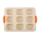 NNEDSZ Beige Silicone Mini Bread Loaf Baking Mold - Non-Stick 8-Cavity Bakeware Pan with Handles for Baking Cakes and Bread