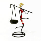 NNEDSZ Red Dress Modern Iron Art Candle Holder - Stylish Decorative Candle Stand for Living Room, Dining Room, and Study