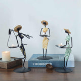 NNEDSZ Red Dress Modern Iron Art Candle Holder - Stylish Decorative Candle Stand for Living Room, Dining Room, and Study
