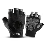 NNEDSZ L Black Fingerless Sports Gloves - Non-Slip Silicone Palm Pads for Cycling, Weightlifting, and Fitness Training