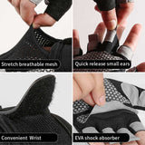 NNEDSZ L Black Fingerless Sports Gloves - Non-Slip Silicone Palm Pads for Cycling, Weightlifting, and Fitness Training