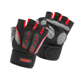NNEDSZ L Red Fingerless Workout Gloves with Wrist Support - Non-Slip, Breathable Gym Gloves for Weightlifting and Cycling