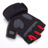 NNEDSZ L Red Fingerless Workout Gloves with Wrist Support - Non-Slip, Breathable Gym Gloves for Weightlifting and Cycling