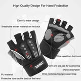 NNEDSZ L Red Fingerless Workout Gloves with Wrist Support - Non-Slip, Breathable Gym Gloves for Weightlifting and Cycling