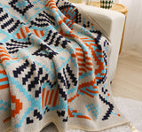 NNEDSZ 110x130cm Bohemian Woven Throw Blanket - Soft Decorative Sofa Cover with Tassels for Living Room and Bedroom