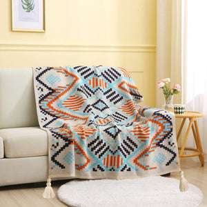 NNEDSZ 130x200cm Bohemian Woven Throw Blanket - Soft Decorative Sofa Cover with Tassels for Living Room and Bedroom