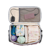 NNEDSZ Pink Stroller Organizer Bag - Multi-Functional Baby Bag with Touchscreen Window, USB Port, and Bottle Holders