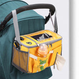 NNEDSZ Grey Stroller Organizer Bag - Multi-Functional Baby Bag with Touchscreen Window, USB Port, and Bottle Holders