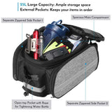 NNEDSZ Black Insulated Bike Rear Rack Bag - Waterproof Storage Bag with Soft PE Padding for Cycling
