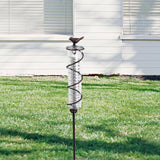 NNEDSZ Decorative Garden Rain Gauge – Glass Rain Meter with Metal Stake and Bird Design