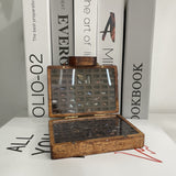 NNEDSZ Brown Vintage Wooden Display Box – Glass Lid Organizer for Rocks, Jewelry, and Collectibles