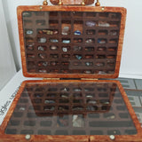 NNEDSZ Brown Vintage Wooden Display Box – Glass Lid Organizer for Rocks, Jewelry, and Collectibles