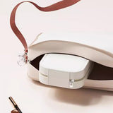 NNEDSZ White LED Jewelry Box with Mirror - Smart Light Adjustment and Dual Power Charging for Travel and Home