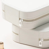 NNEDSZ White LED Jewelry Box with Mirror - Smart Light Adjustment and Dual Power Charging for Travel and Home