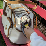 NNEDSZ Toast Large Capacity Cat Carrier Bag - Soft-Sided Pet Travel Tote with Top Zipper Opening