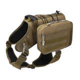 NNEDSZ Khaki Dog Tactical Backpack Harness - Adjustable Outdoor Camouflage Saddle Bag for Dogs