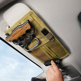 NNEDSZ Khaki Car Sun Visor Organizer - Tactical Molle Storage Panel with Multi-Pocket Design