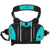 NNEDSZ Blue Reflective Dog Saddle Harness with Storage Bags - Adjustable Pet Backpack for Outdoor Adventures