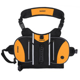 NNEDSZ Orange Reflective Dog Saddle Harness with Storage Bags - Adjustable Pet Backpack for Outdoor Adventures