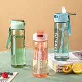 NNEDSZ 800ml Green Sport Water Bottle with Straw - Leak-Proof BPA-Free Reusable Hydration Flask