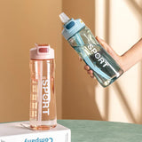 NNEDSZ 800ml Pink Sport Water Bottle with Straw - Leak-Proof BPA-Free Reusable Hydration Flask