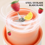 NNEDSZ Orange Portable Blender Bottle - Rechargeable Mini Blender for DIY Juices and Smoothies