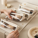 NNEDSZ Brown Roll-Up Travel Makeup Bag - Compact Cosmetic Organizer with Multiple Compartments