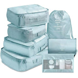 NNEDSZ Blue Travel Packing Cube Set  - 7-Piece Luggage Organizer for Clothes, Toiletries, and Accessories