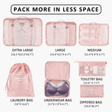 NNEDSZ Beige Travel Packing Cube Set - 7-Piece Luggage Organizer for Clothes, Toiletries, and Accessories