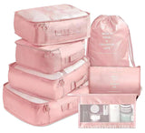 NNEDSZ Pink Travel Packing Cube Set - 7-Piece Luggage Organizer for Clothes, Toiletries, and Accessories