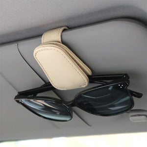 NNEDSZ 2pcs Beige Car Sun Visor Glasses Holder - Universal Sunglasses Clip for Secure Storage