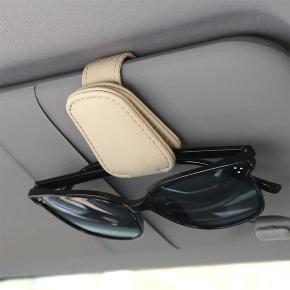 NNEDSZ 2pcs Beige Car Sun Visor Glasses Holder - Universal Sunglasses Clip for Secure Storage